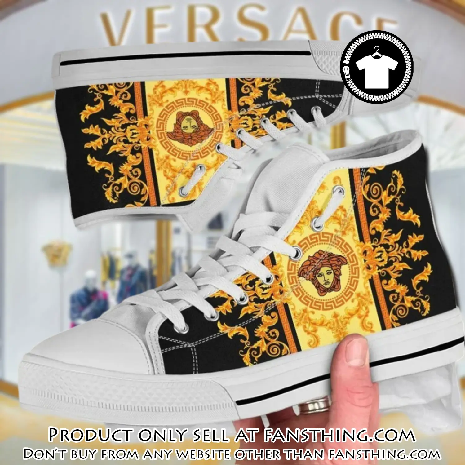 Versace medusa gold high top canvas shoes luxury brand gifts for men women fst5204251